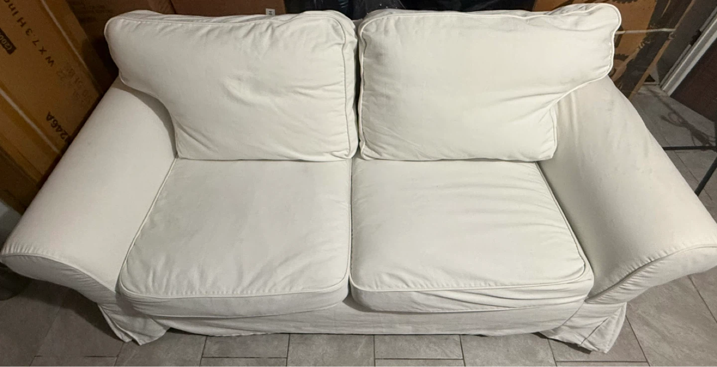 White Loveseat Sofa – Removable Covers – Clean & Comfortable - photo 2