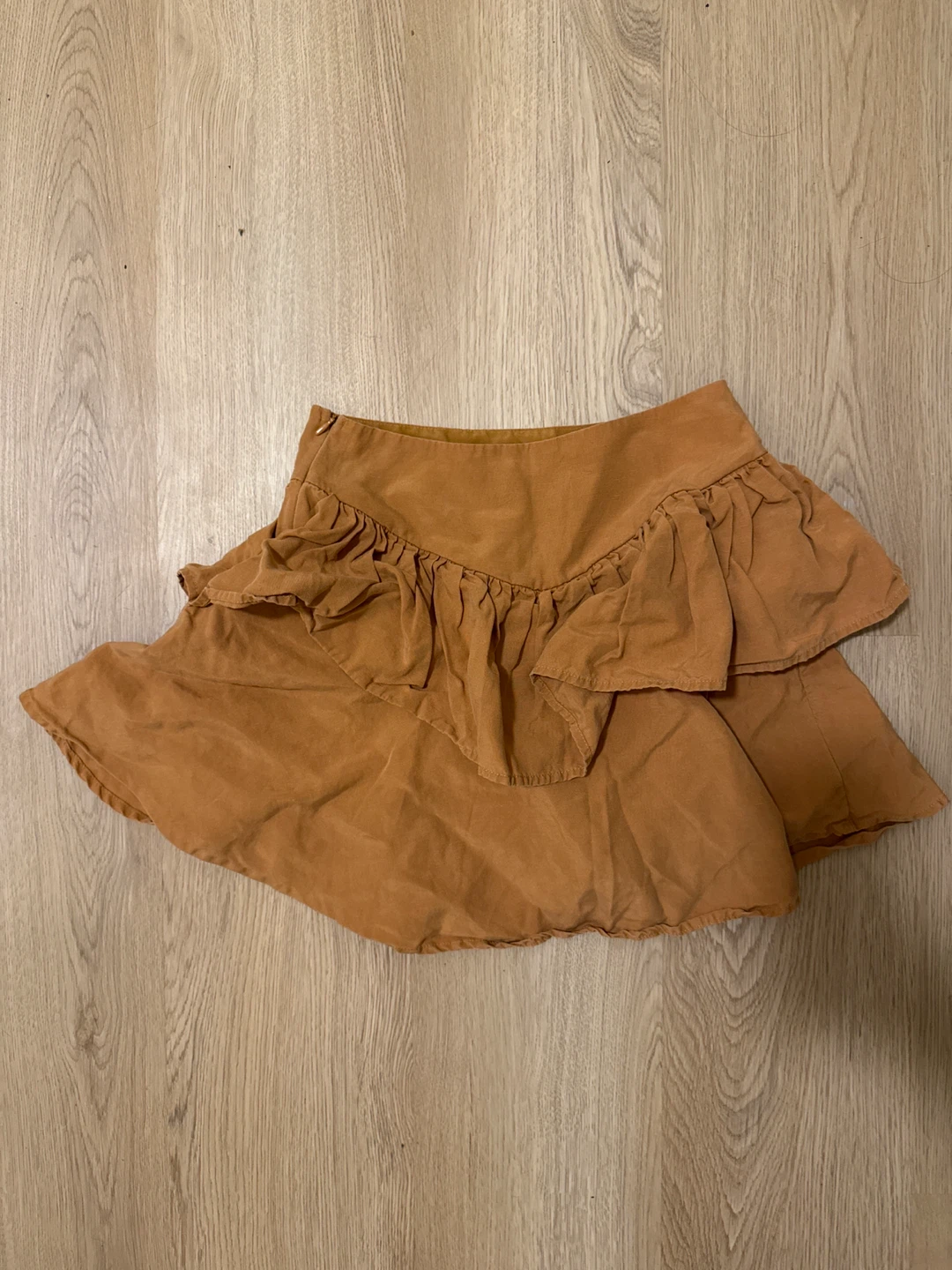 Brown Ruffled Mini Skirt