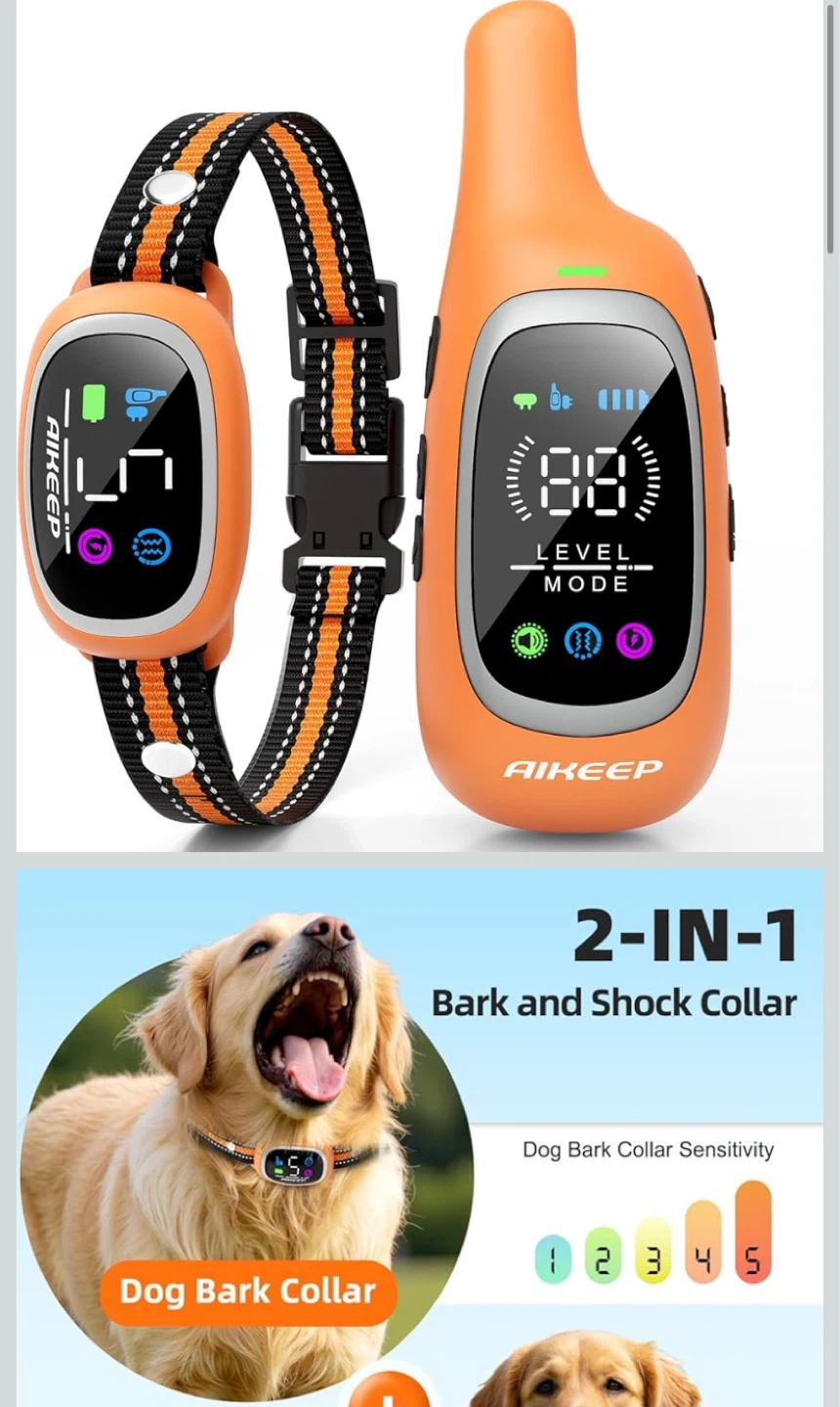 AIKEEP 2-in-1 Dog Bark & Shock Collar