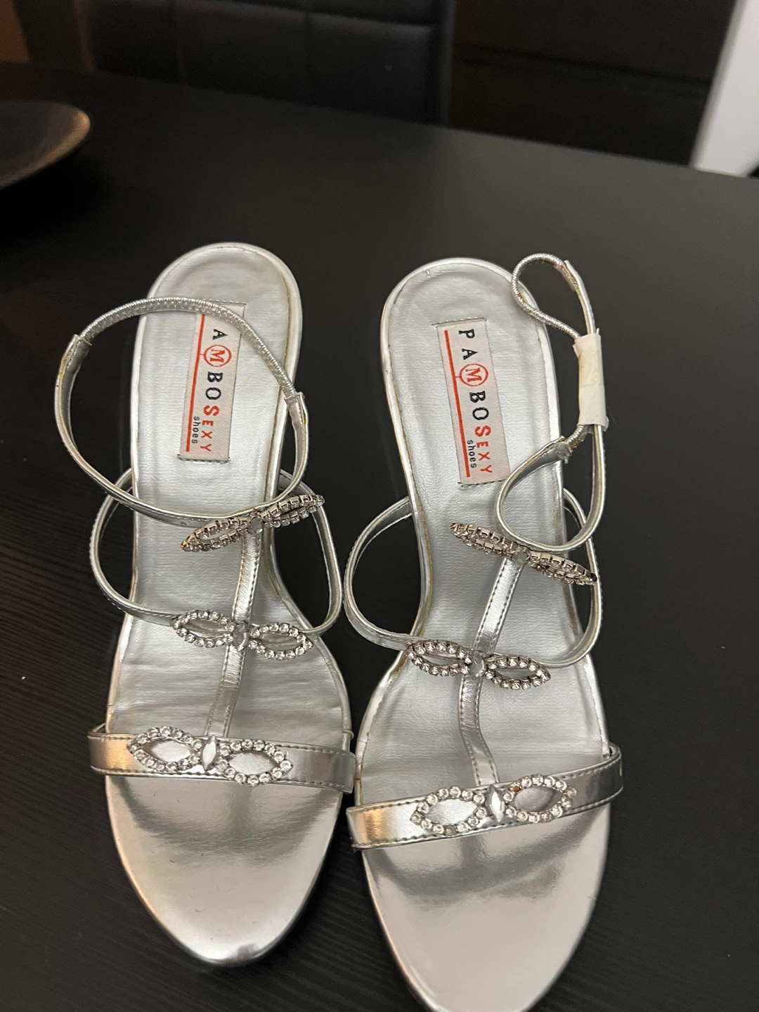 Pombo Sexy Silver Heels with Rhinestone Embellishments