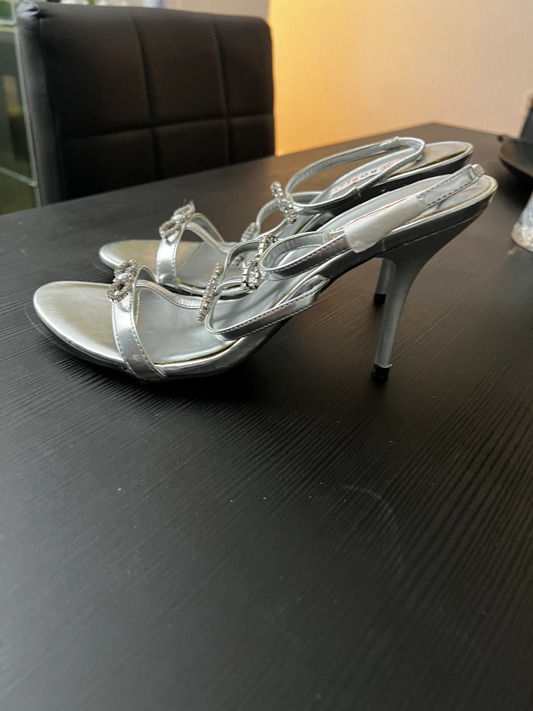 Pombo Sexy Silver Heels with Rhinestone Embellishments - photo 3