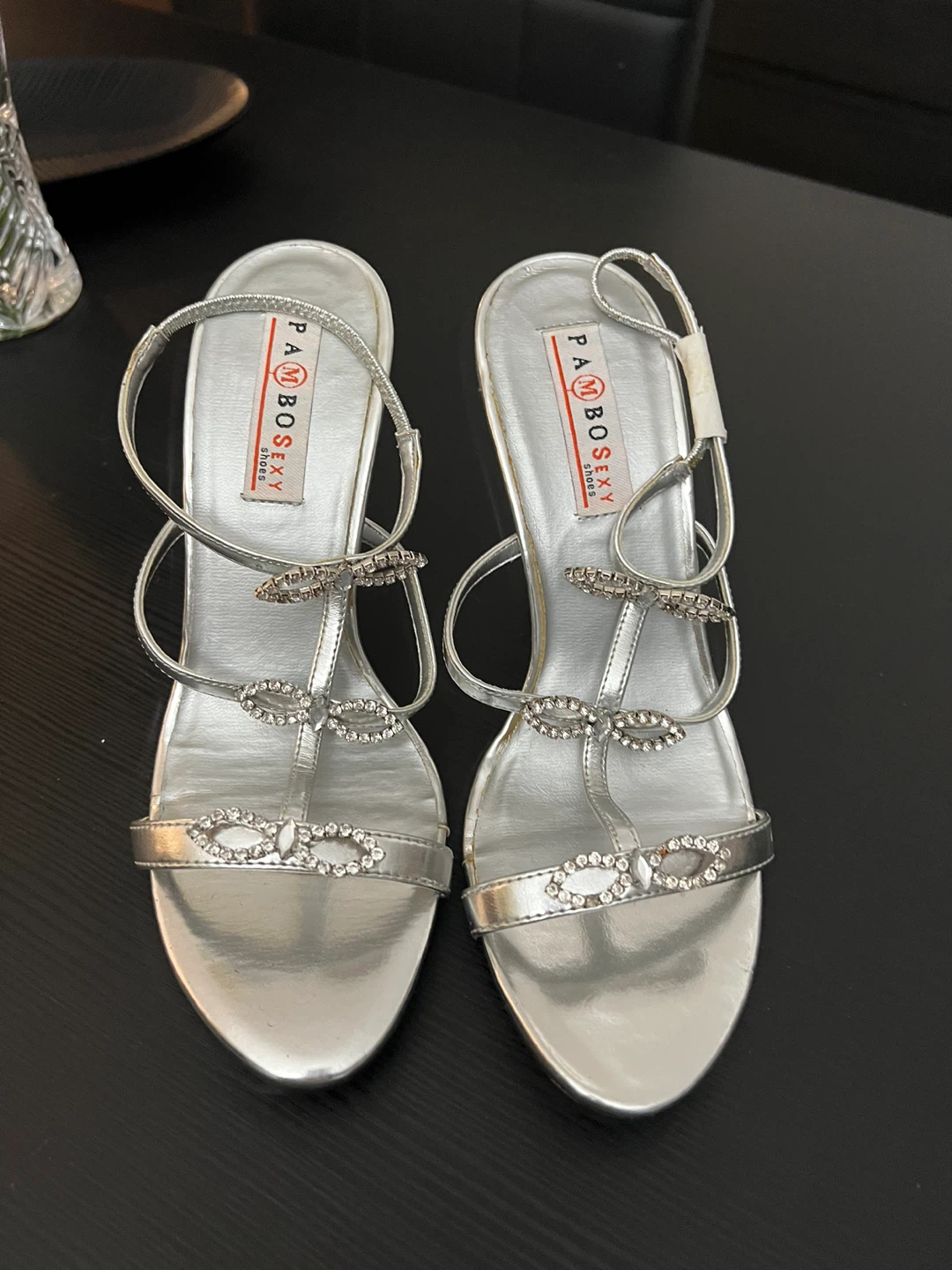 Pombo Sexy Silver Heels with Rhinestone Embellishments - photo 2