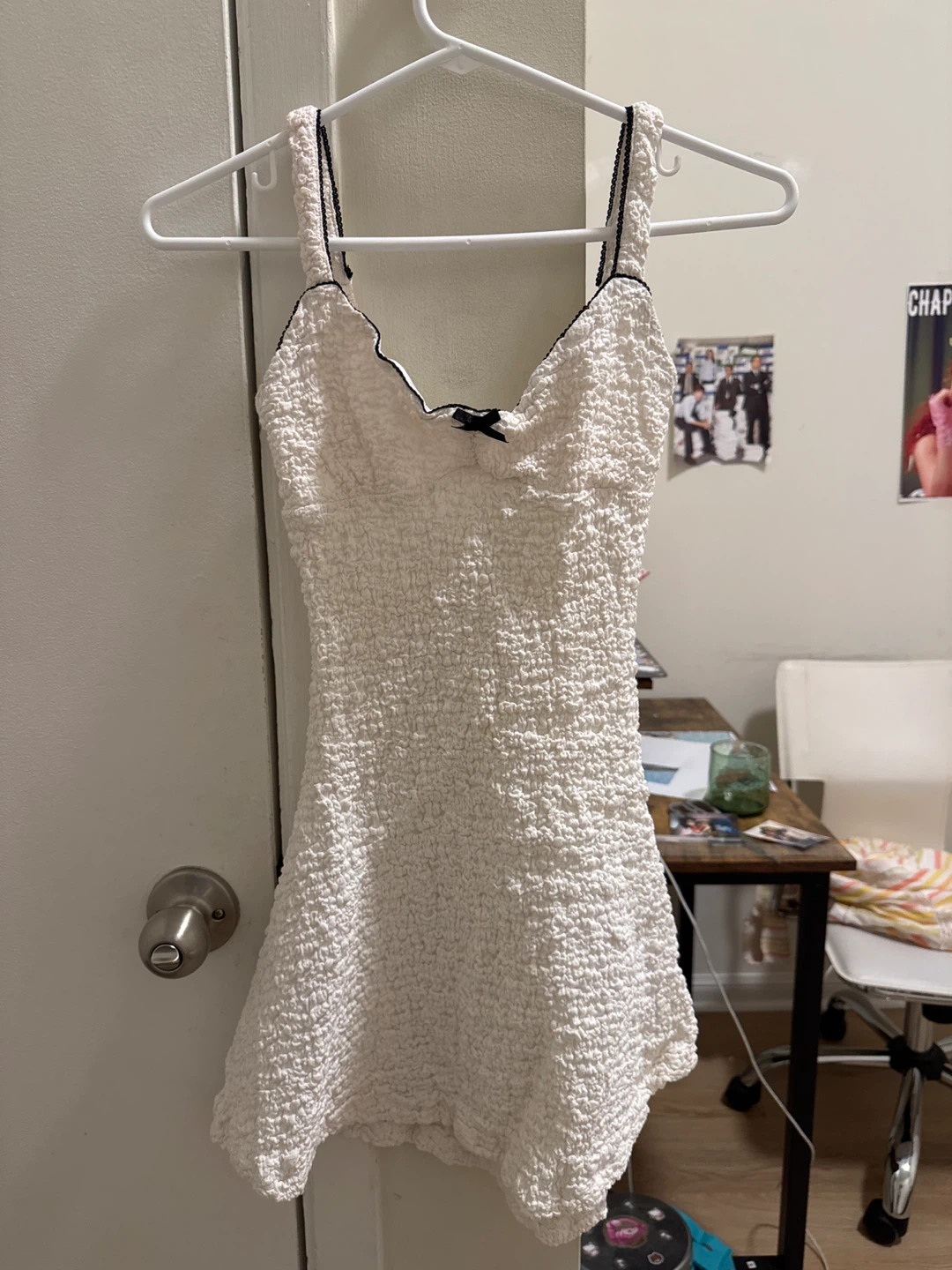 White Textured Mini Dress