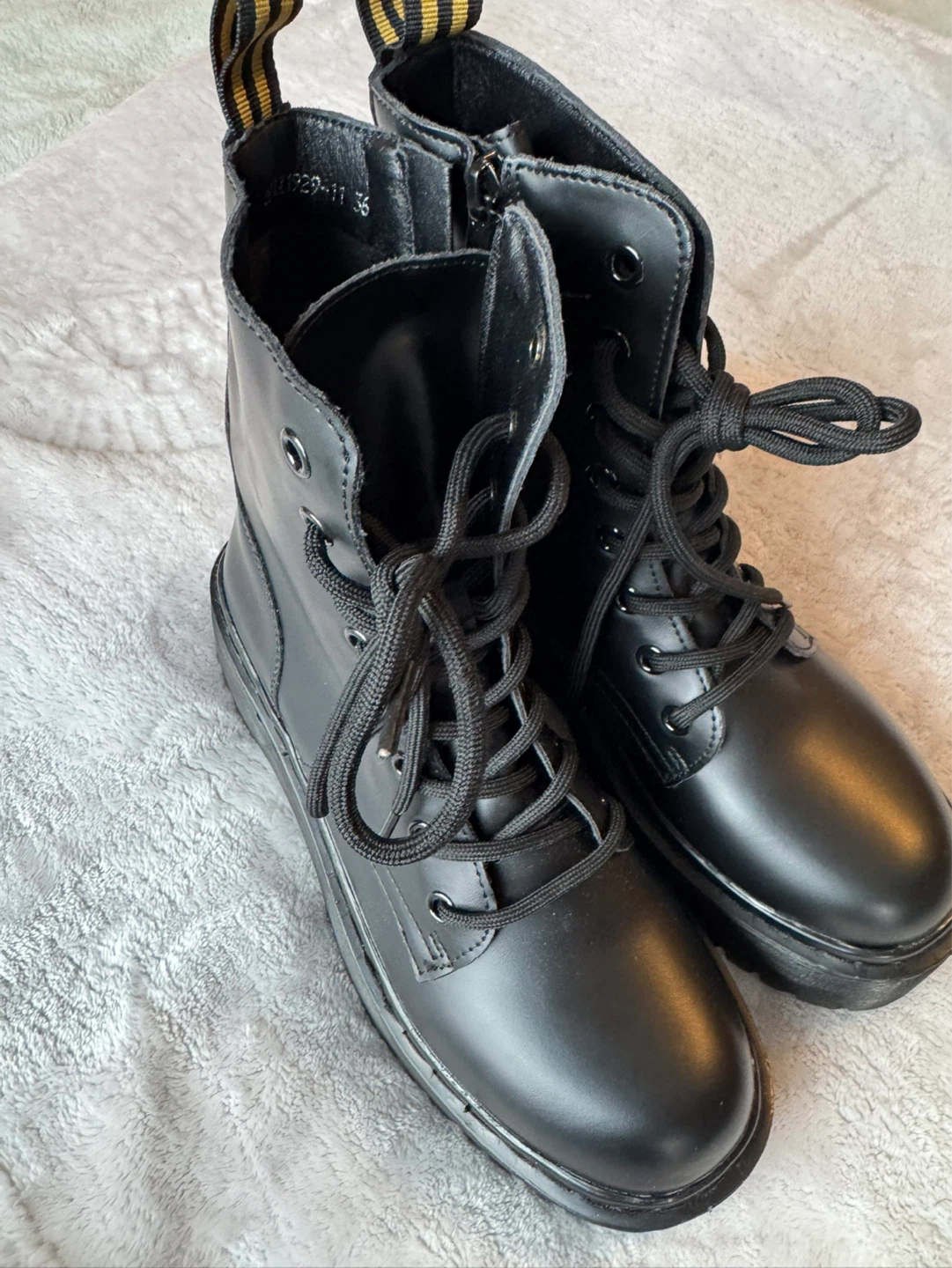 Tulipano Black Combat Boots Size 36
