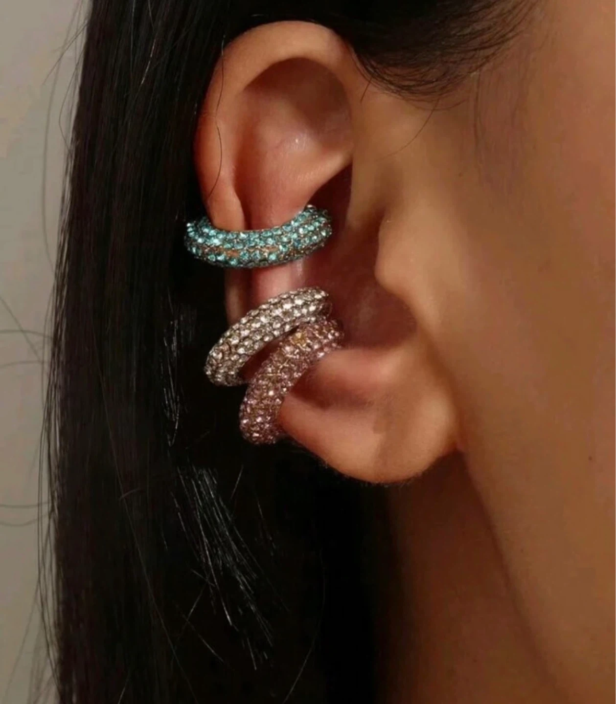 Crystal rhinestone ear cuff set ( 3 pieces)