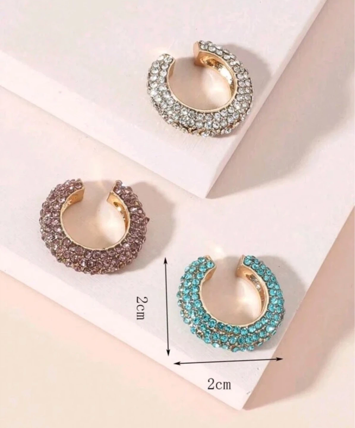 Crystal rhinestone ear cuff set ( 3 pieces) - photo 2