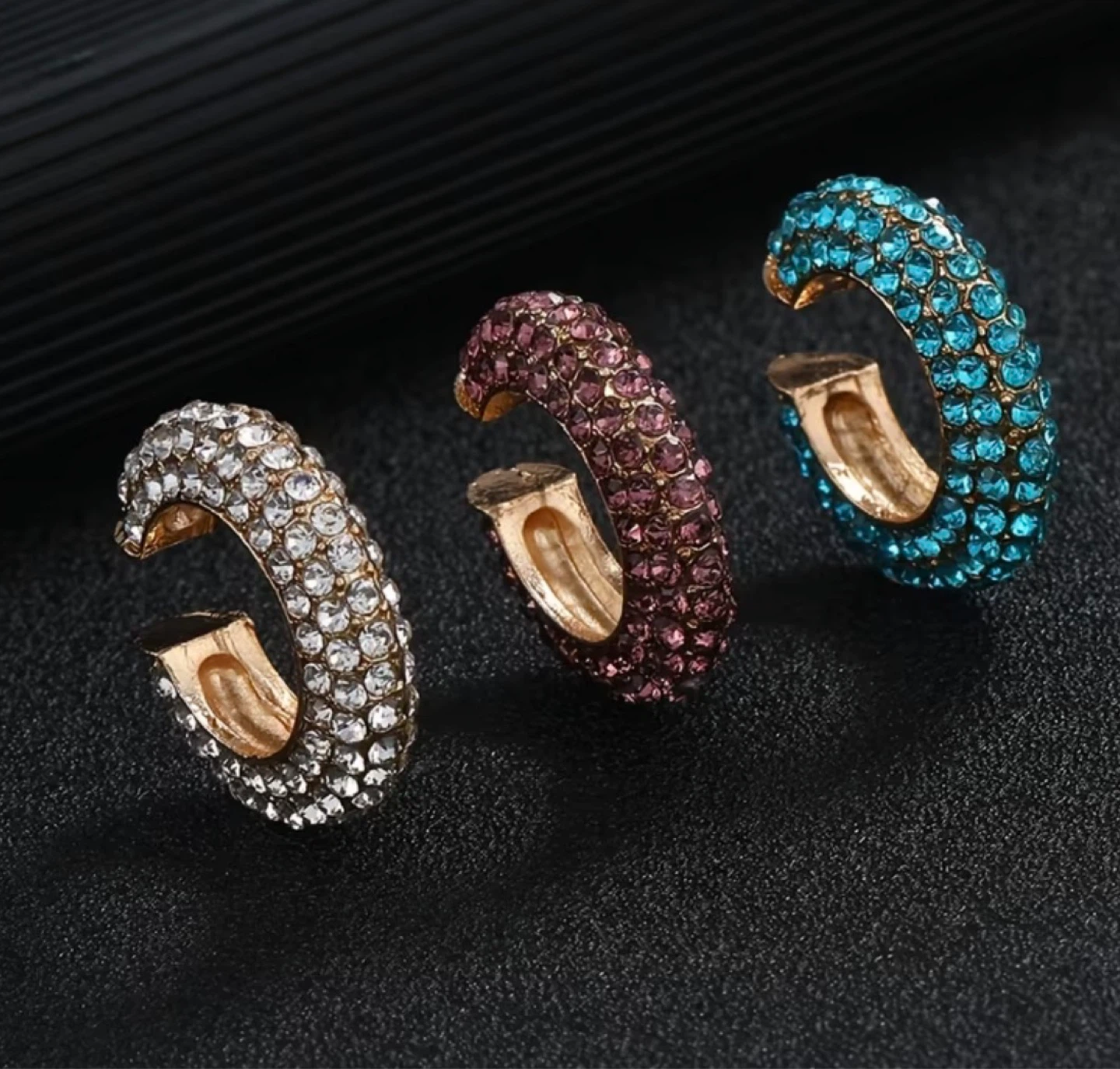 Crystal rhinestone ear cuff set ( 3 pieces) - photo 3