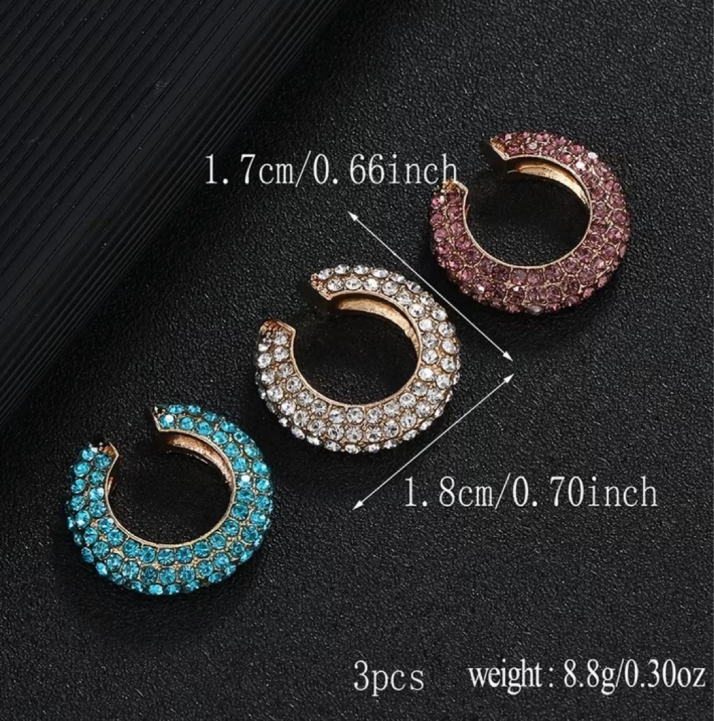 Crystal rhinestone ear cuff set ( 3 pieces) - photo 5