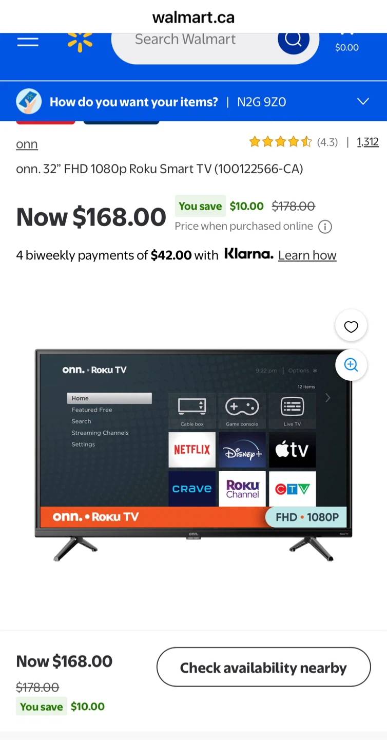 onn. 32" FHD 1080p Roku Smart TV