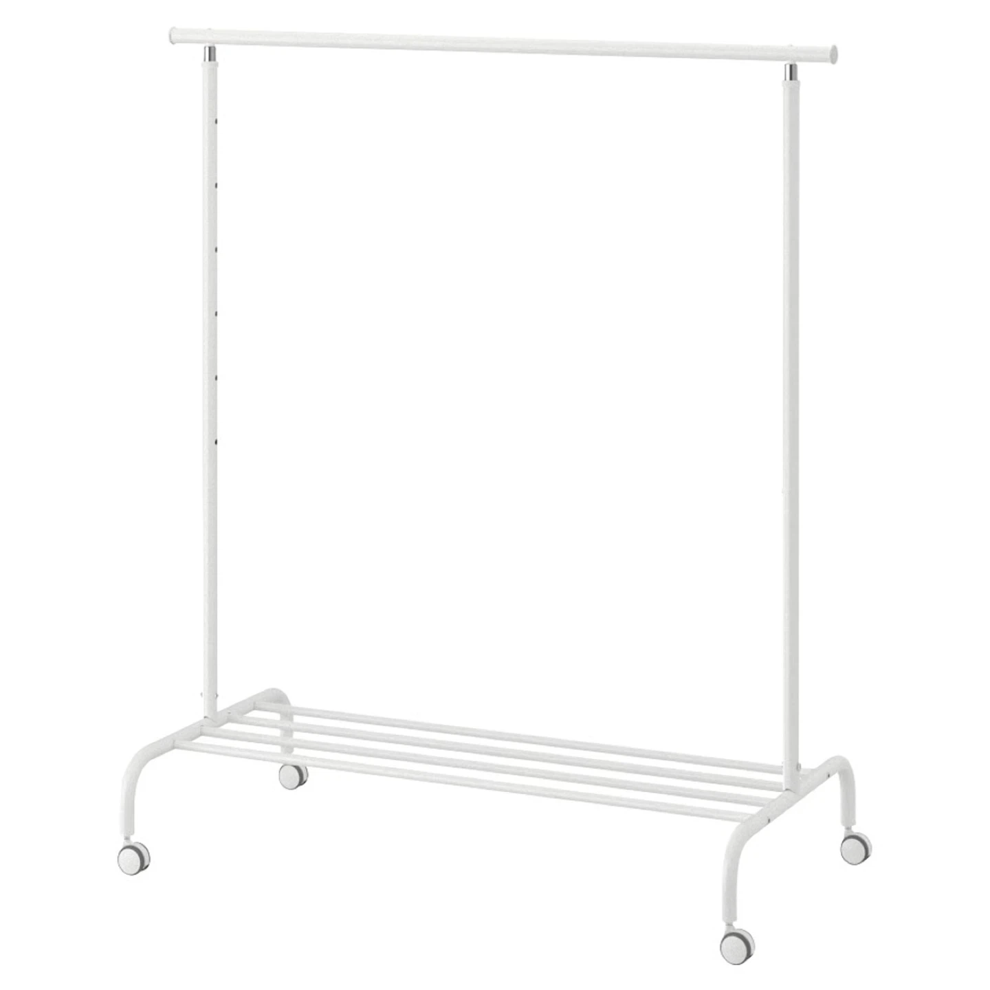 White Ikea Metal Garment Rack with Wheels