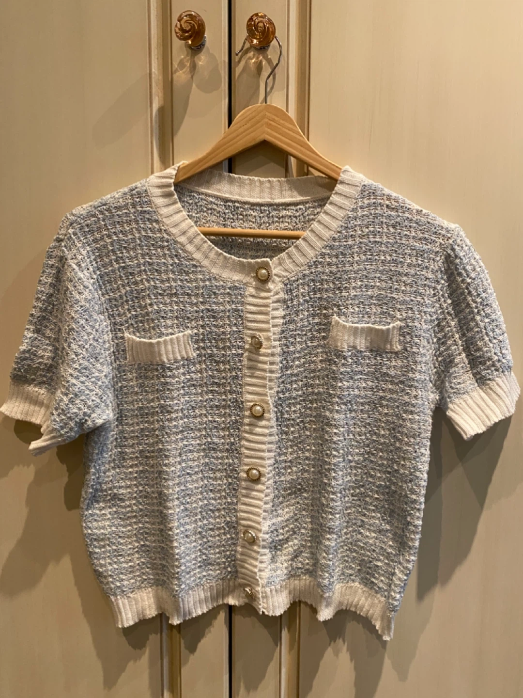 Short Sleeve Tweed-Style Cardigan