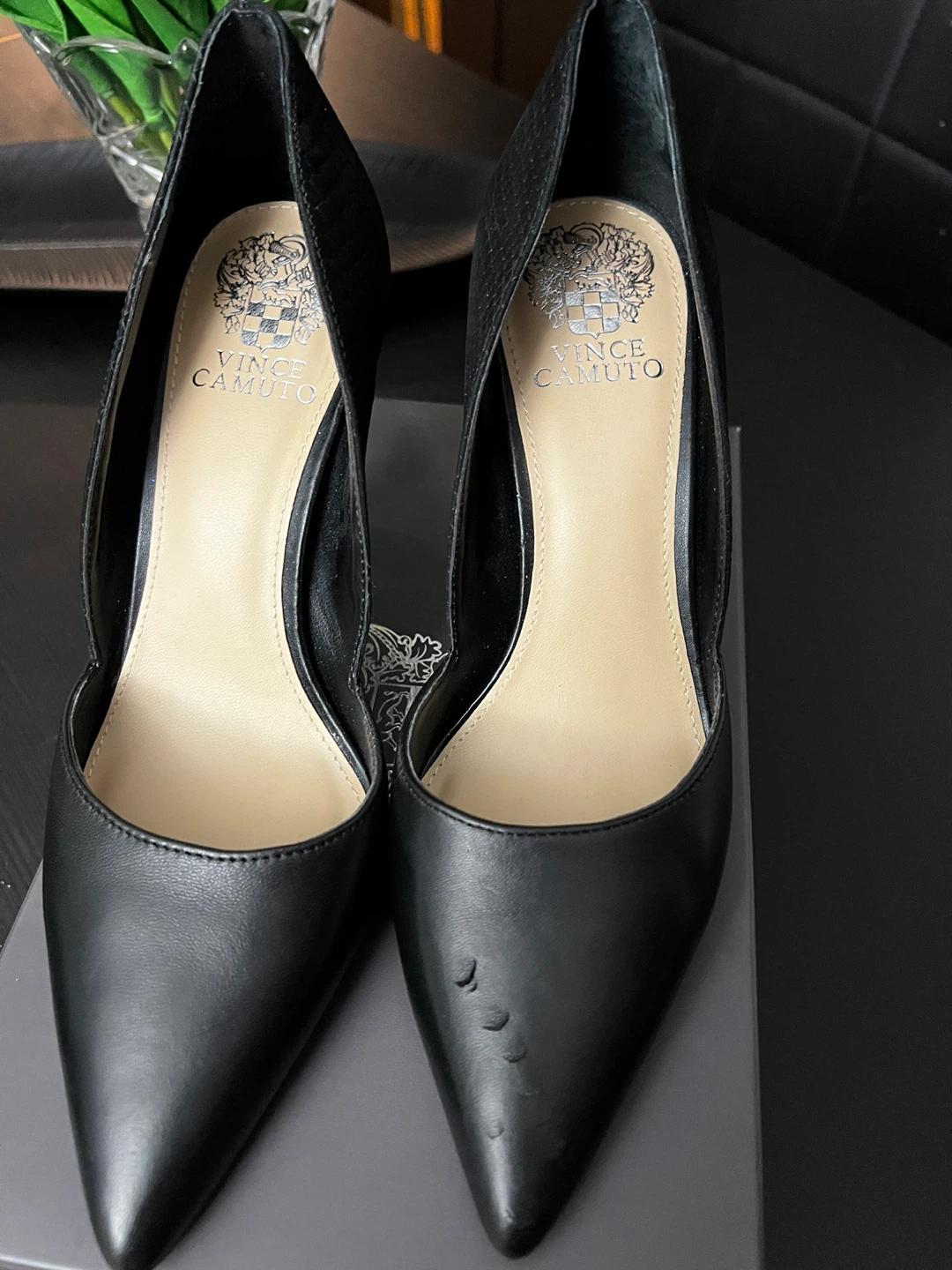 Vince Camuto Black Leather D'Orsay Pumps