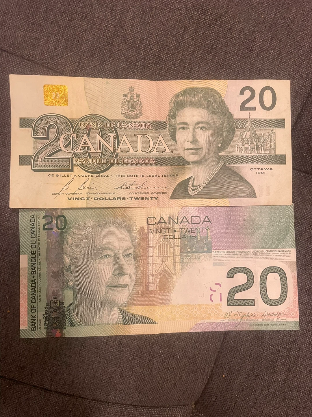 Canadian $20 Bank Notes (1991 & 2004)