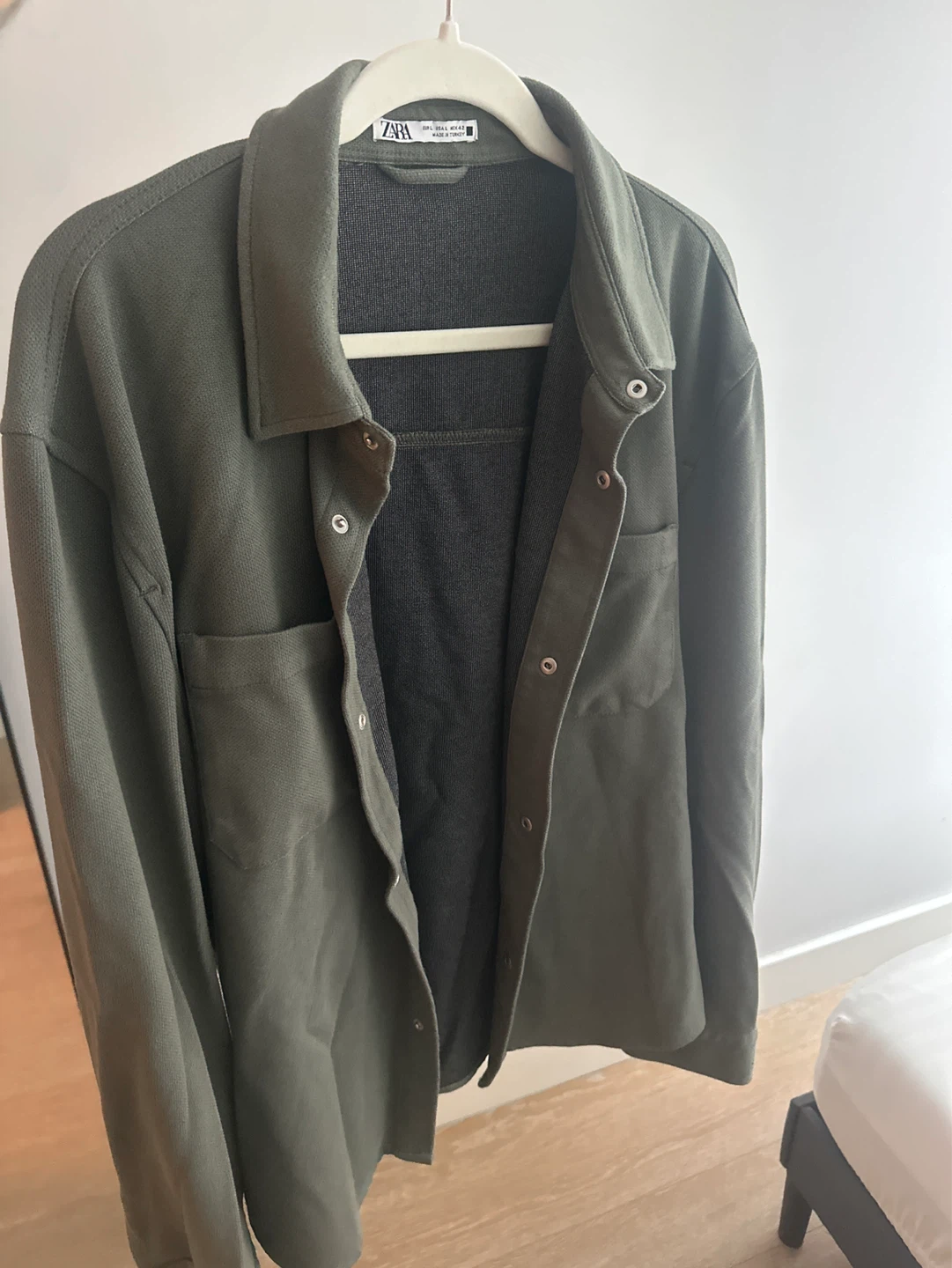 Zara Olive Green Button-Up Shirt Jacket Men’s