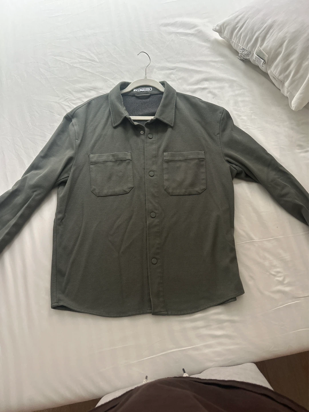 Zara Olive Green Button-Up Shirt Jacket Men’s - photo 2