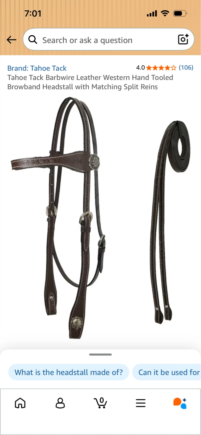 NewTahoe Tack Barbwire Leather Leather Headstall with Reins! - photo 2