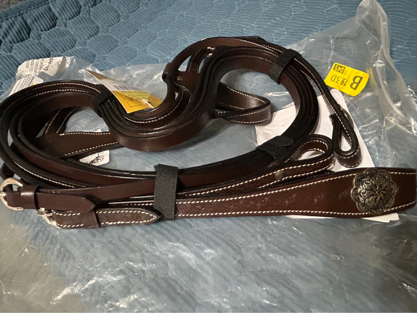 NewTahoe Tack Barbwire Leather Leather Headstall with Reins! - photo 4
