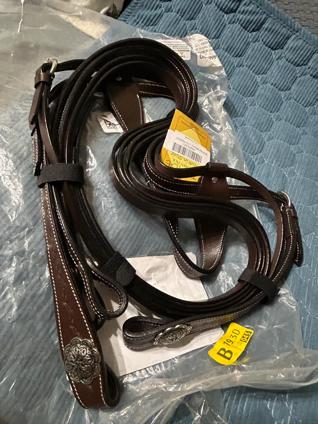 NewTahoe Tack Barbwire Leather Leather Headstall with Reins! - photo 3