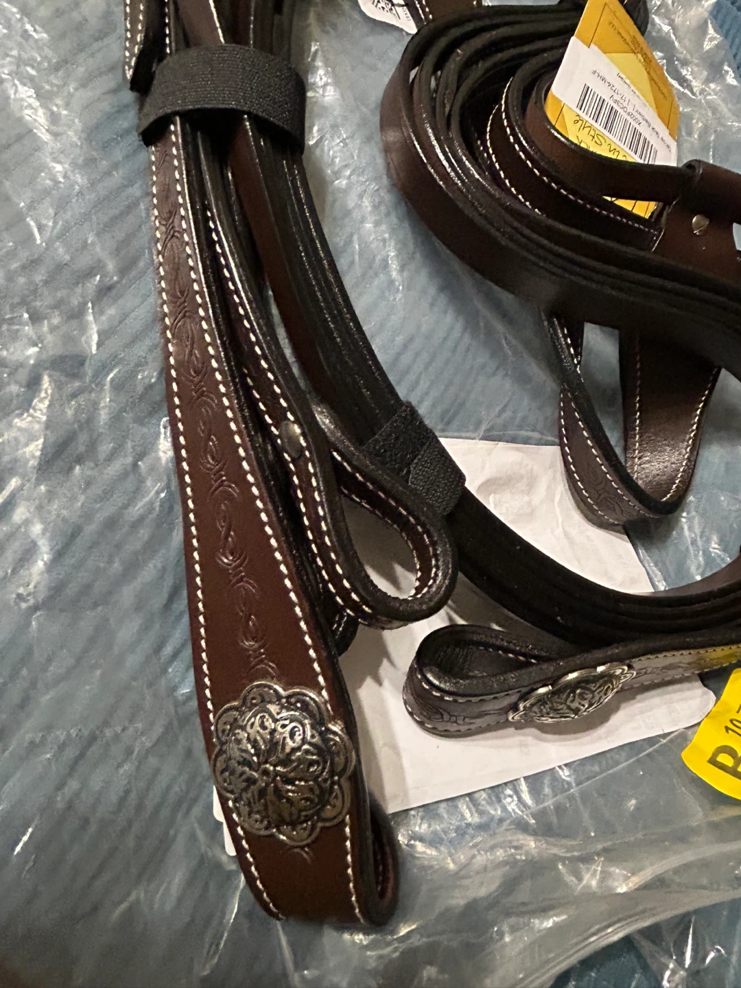 NewTahoe Tack Barbwire Leather Leather Headstall with Reins! - photo 5