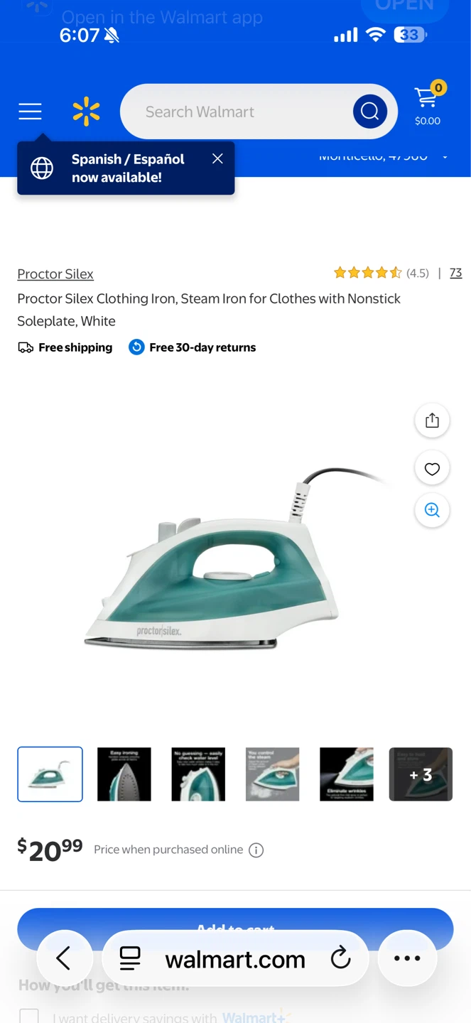 Proctor Silex Clothing Iron, White - photo 2