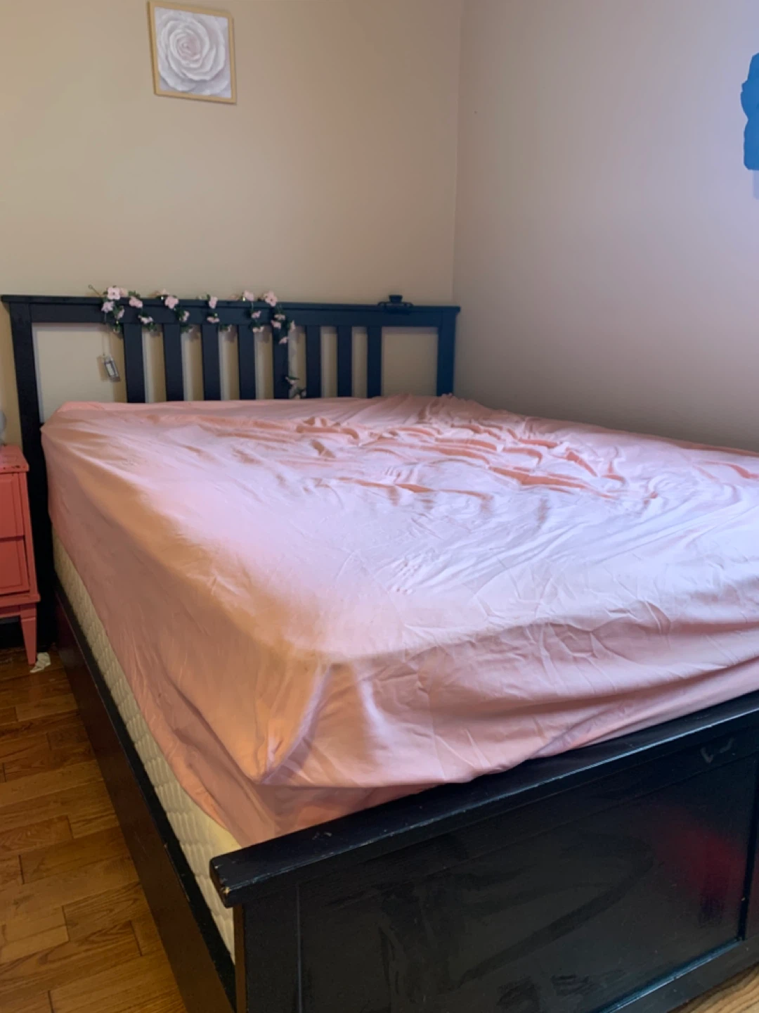 Black Wooden Bed Frame with Headboard