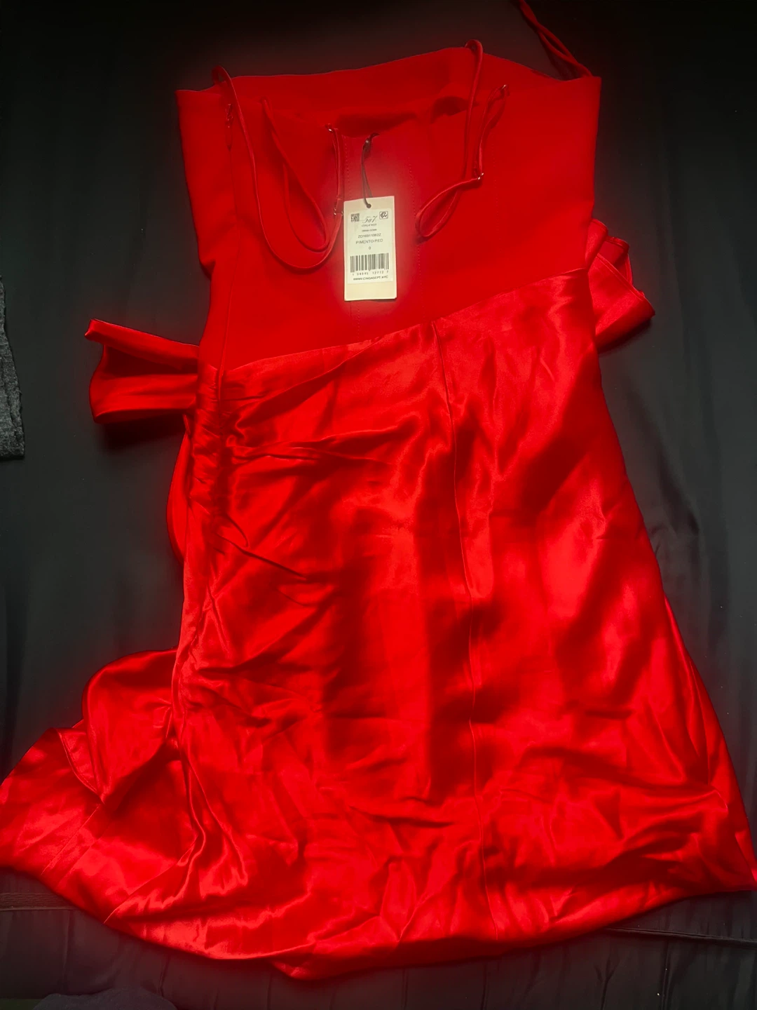 Cinq à Sept Red Silk Ruffle Gown - photo 3