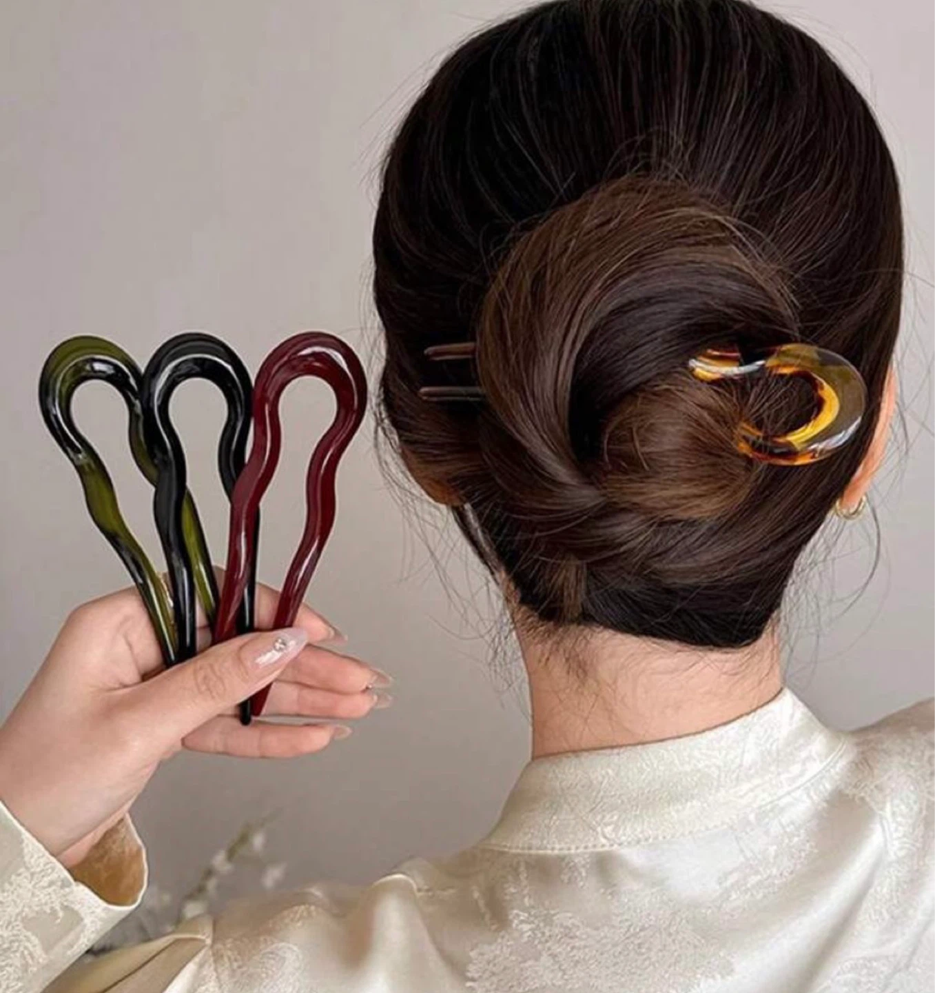 U-shaped hair stick bun pin — set of 4 - photo 3