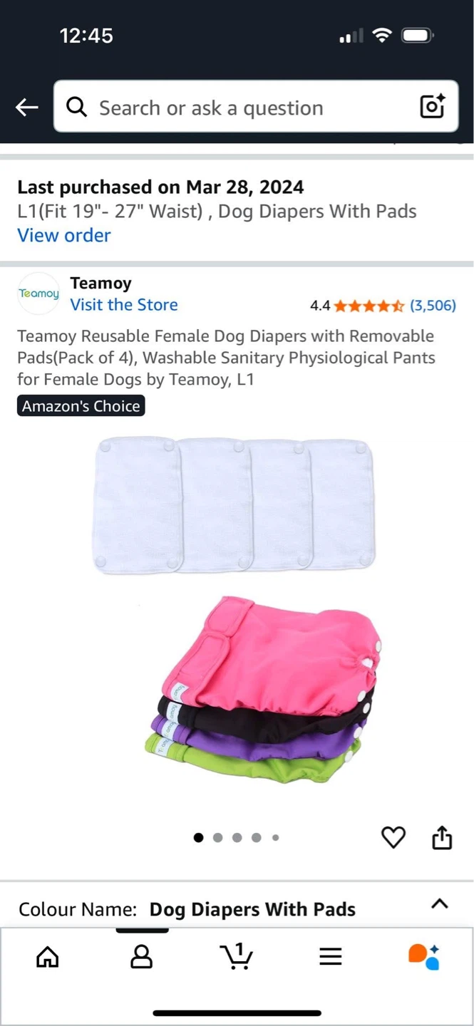 Teamoy L1 Female Dog Diapers with Pads (4 Pack) - photo 3