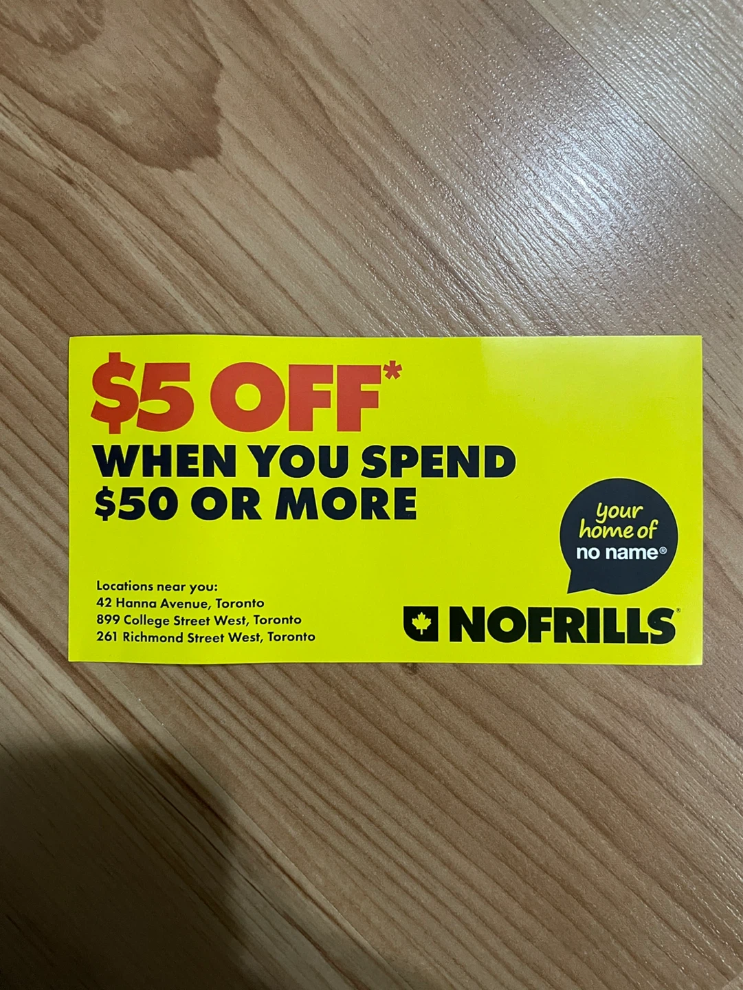No frills $5 off coupon