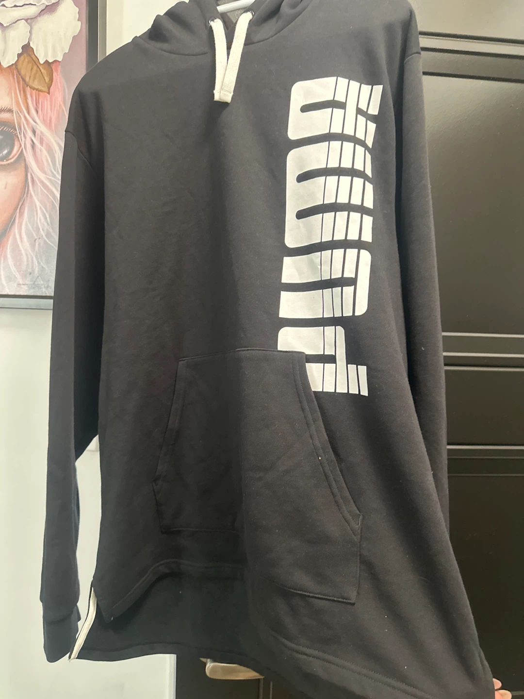Puma Black Hoodie with Large Logo - Size L - photo 2