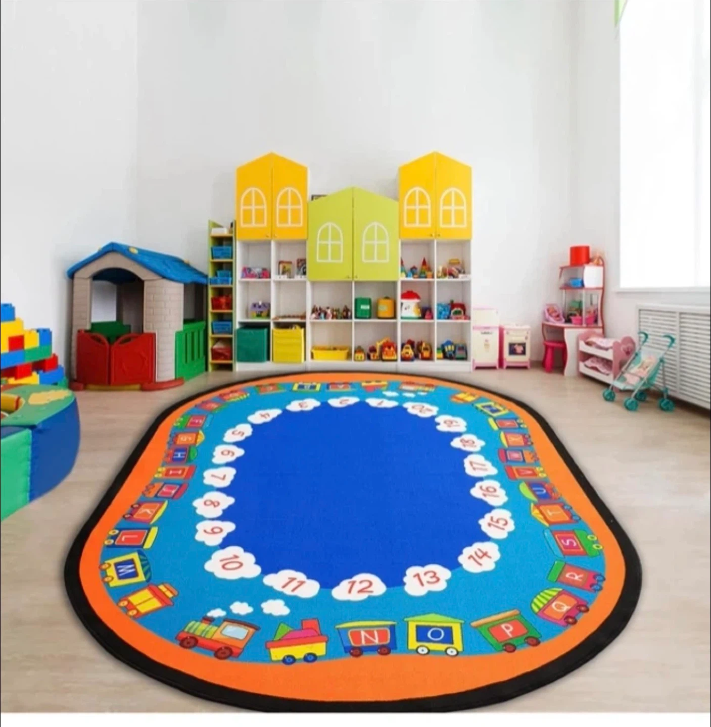 Sealed!XL Oval Kids Rug 8x14 ft WASHABLE NONSLIP!