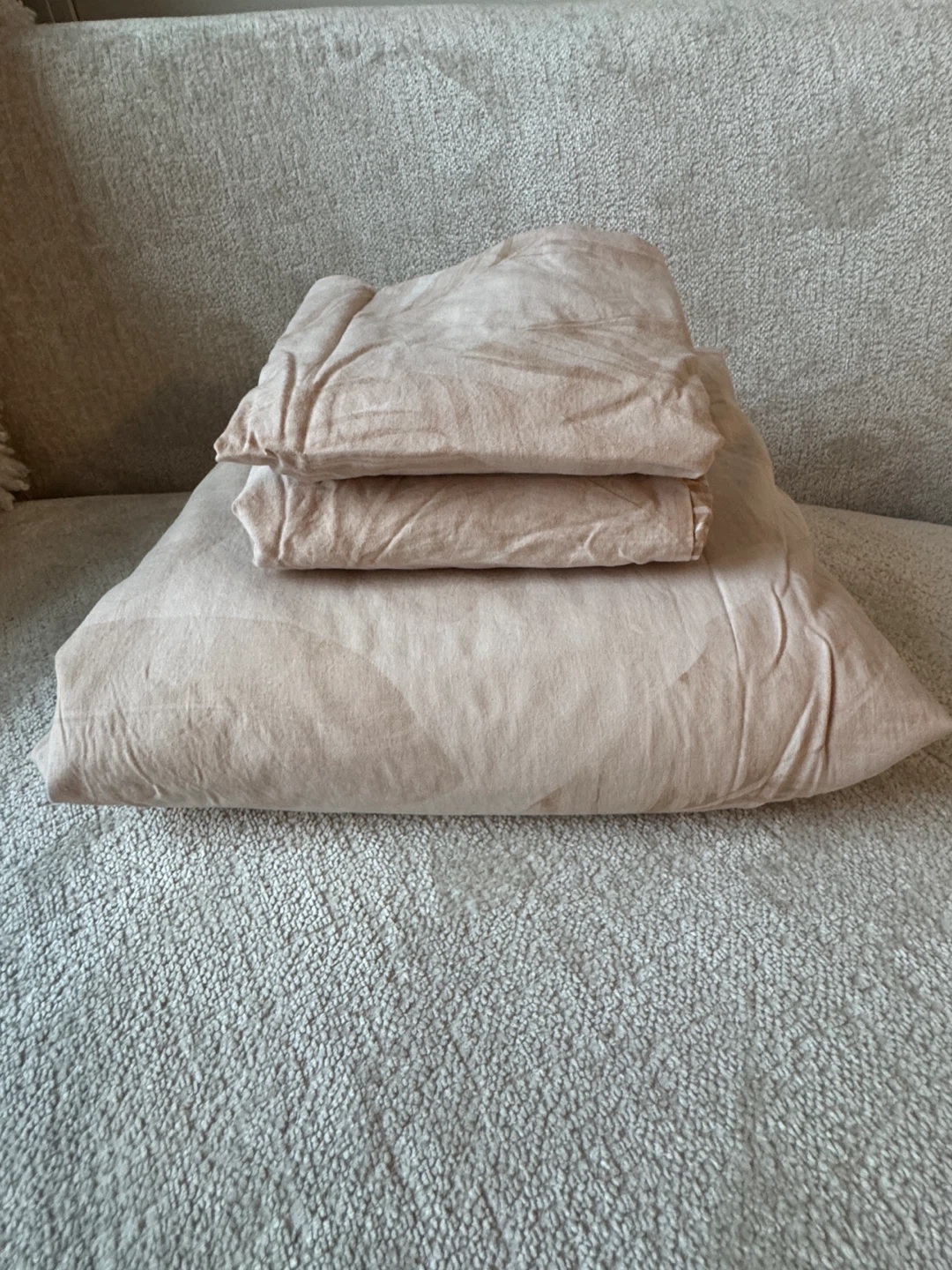 Well Dressed Home Beige Feather Print Cotton Duvet Cover Set