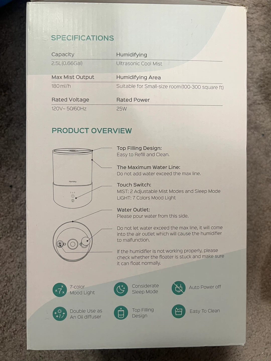 Ultrasonic Cool Mist Humidifier - photo 2