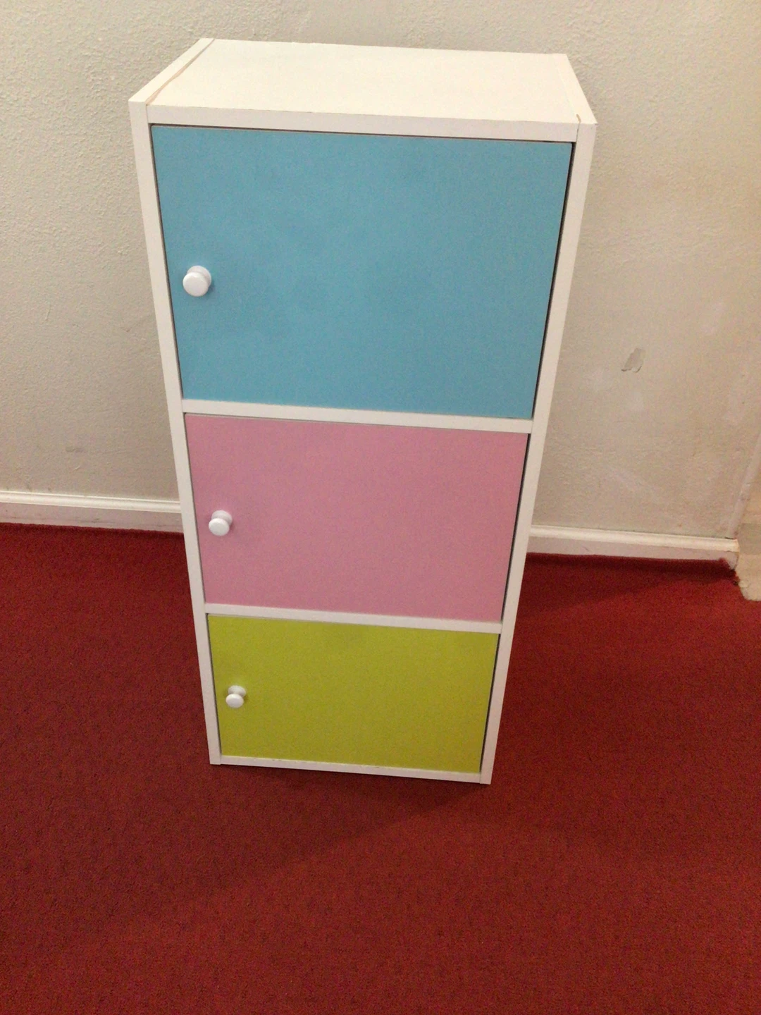 White 3-Cube Storage Unit with Colorful Doors