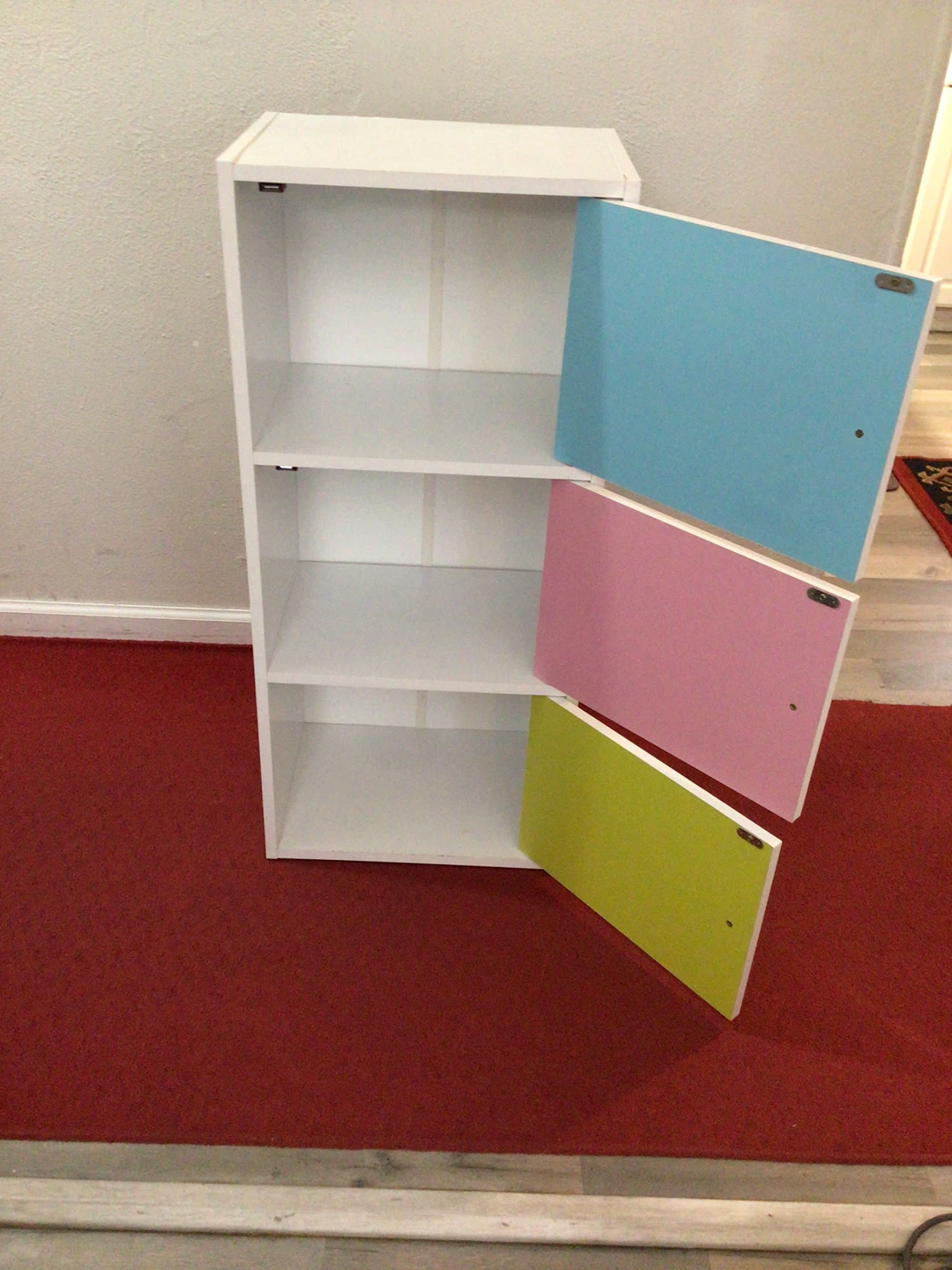 White 3-Cube Storage Unit with Colorful Doors - photo 2