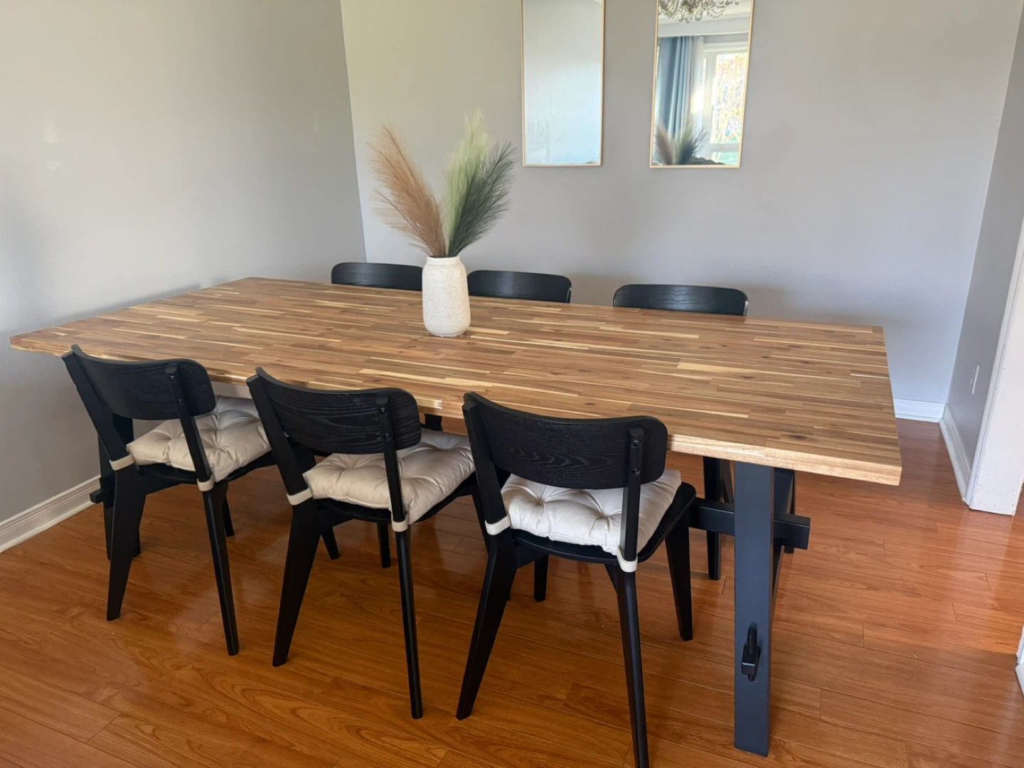 Wooden Dining Table with Black Legs and Chairs (8) - photo 5