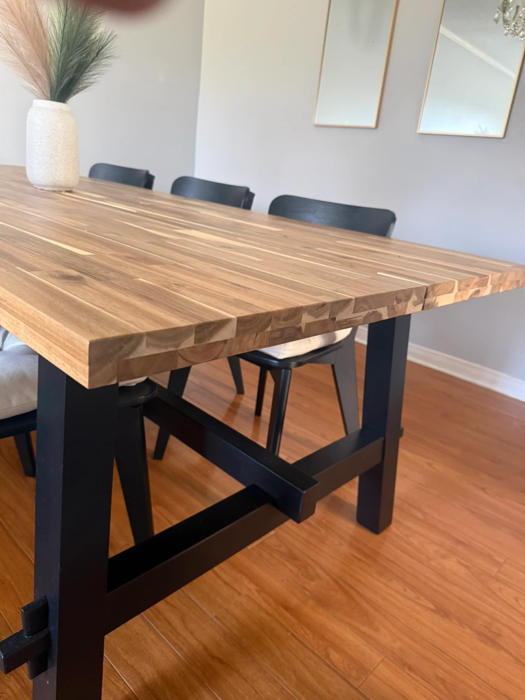 Wooden Dining Table with Black Legs and Chairs (8) - photo 3