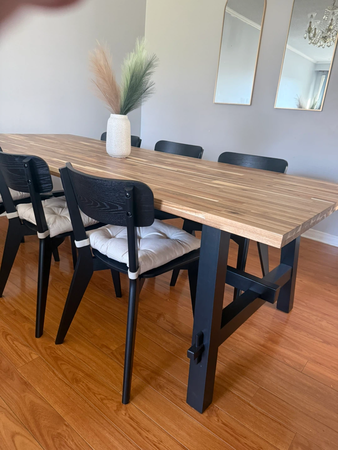 Wooden Dining Table with Black Legs and Chairs (8) - photo 4