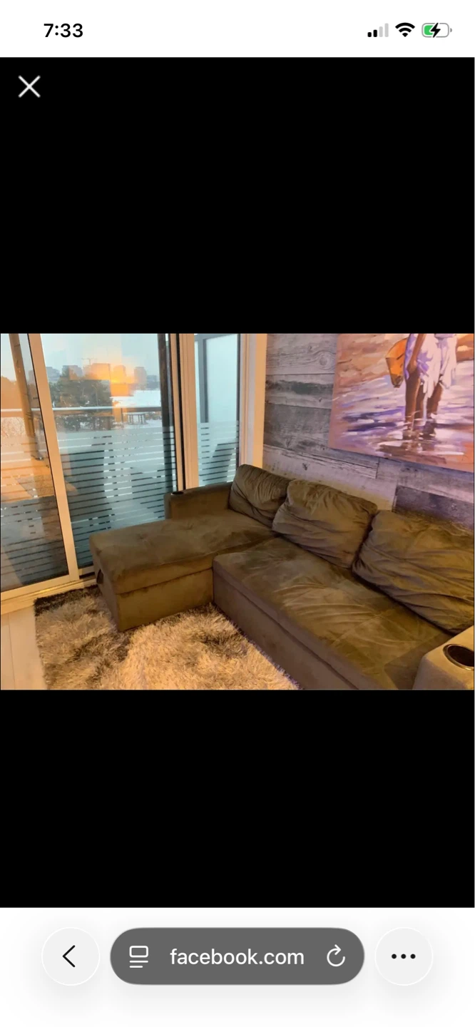 Olive Green Sectional Sofa with Storage