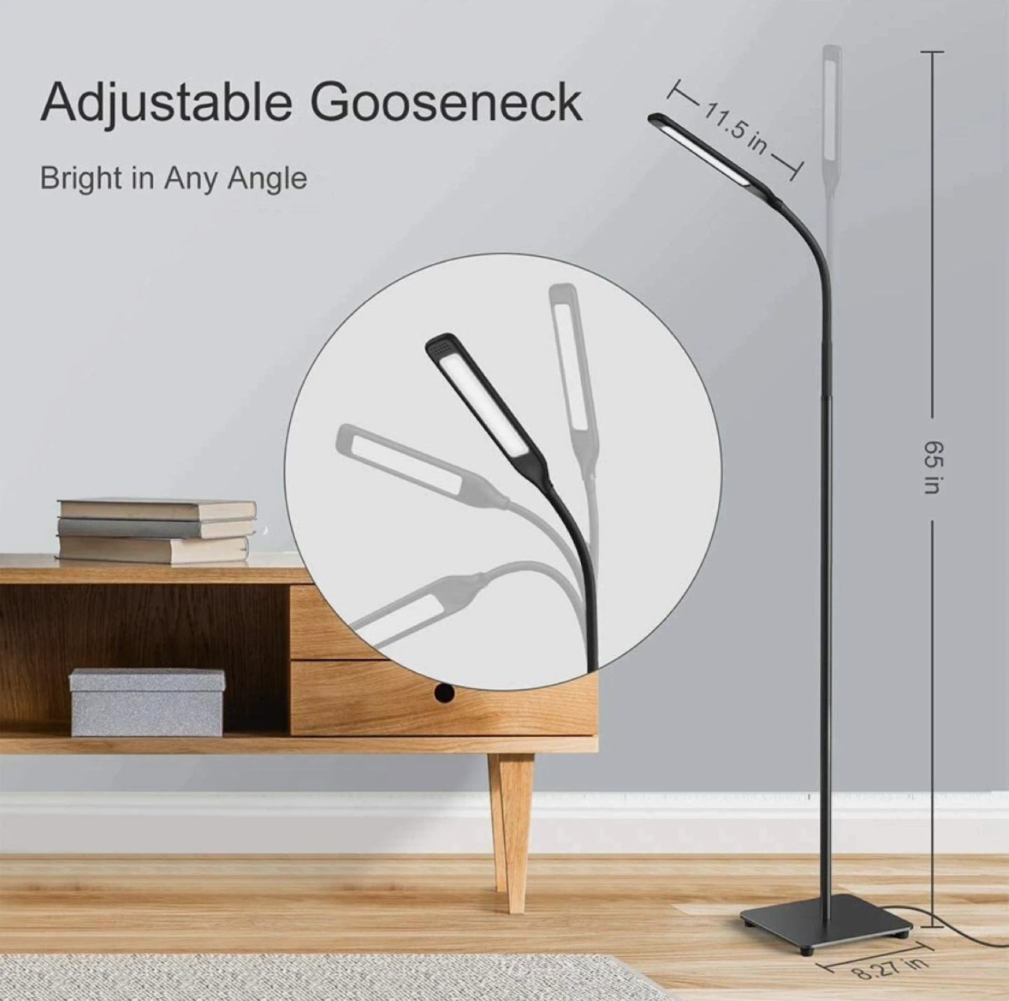 Miroco LED Floor Lamp with Adjustable Gooseneck