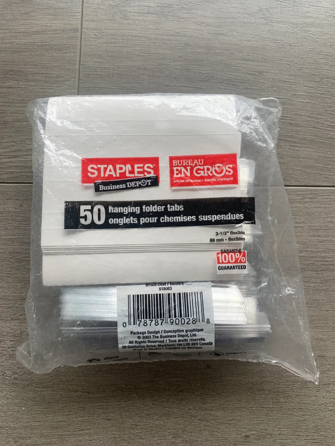 Staples 3-1/2" Hanging Folder Tabs - 50 Count