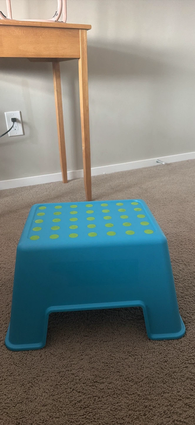 Blue Step Stool with Green Grips from IKEA