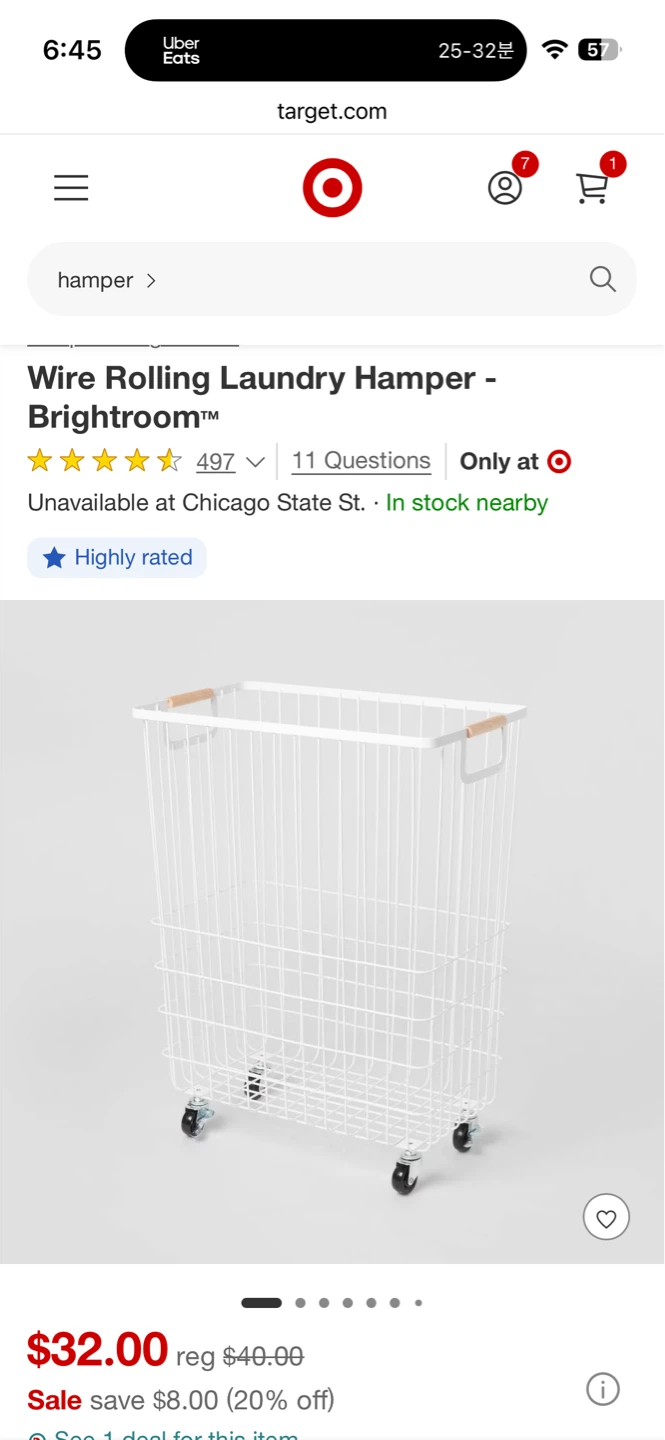 [Moving Sale] Brightroom Wire Rolling Laundry Hamper