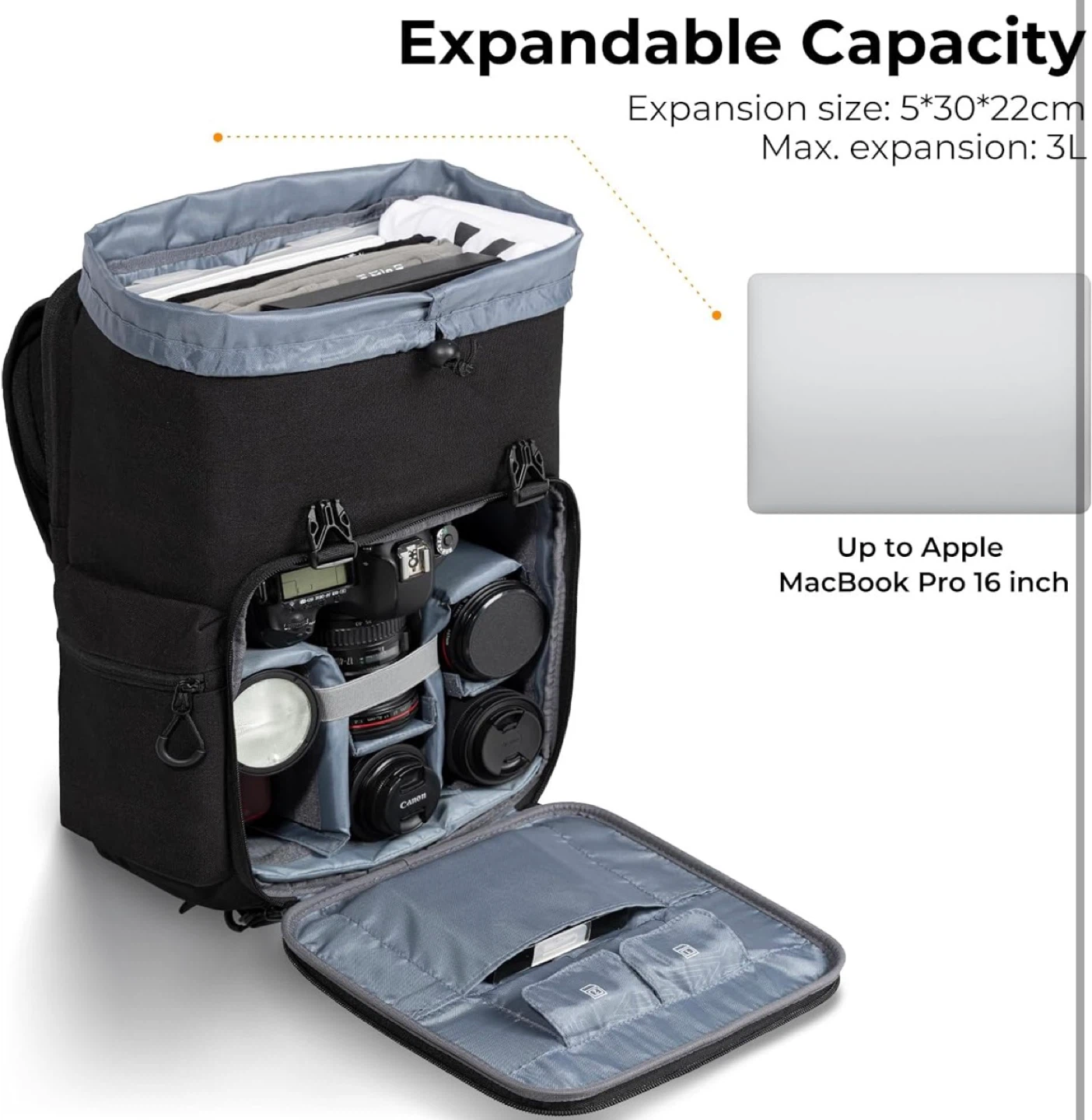 K&F CONCEPT Hard Shell large Camera Backpack+Rain Cover - photo 4