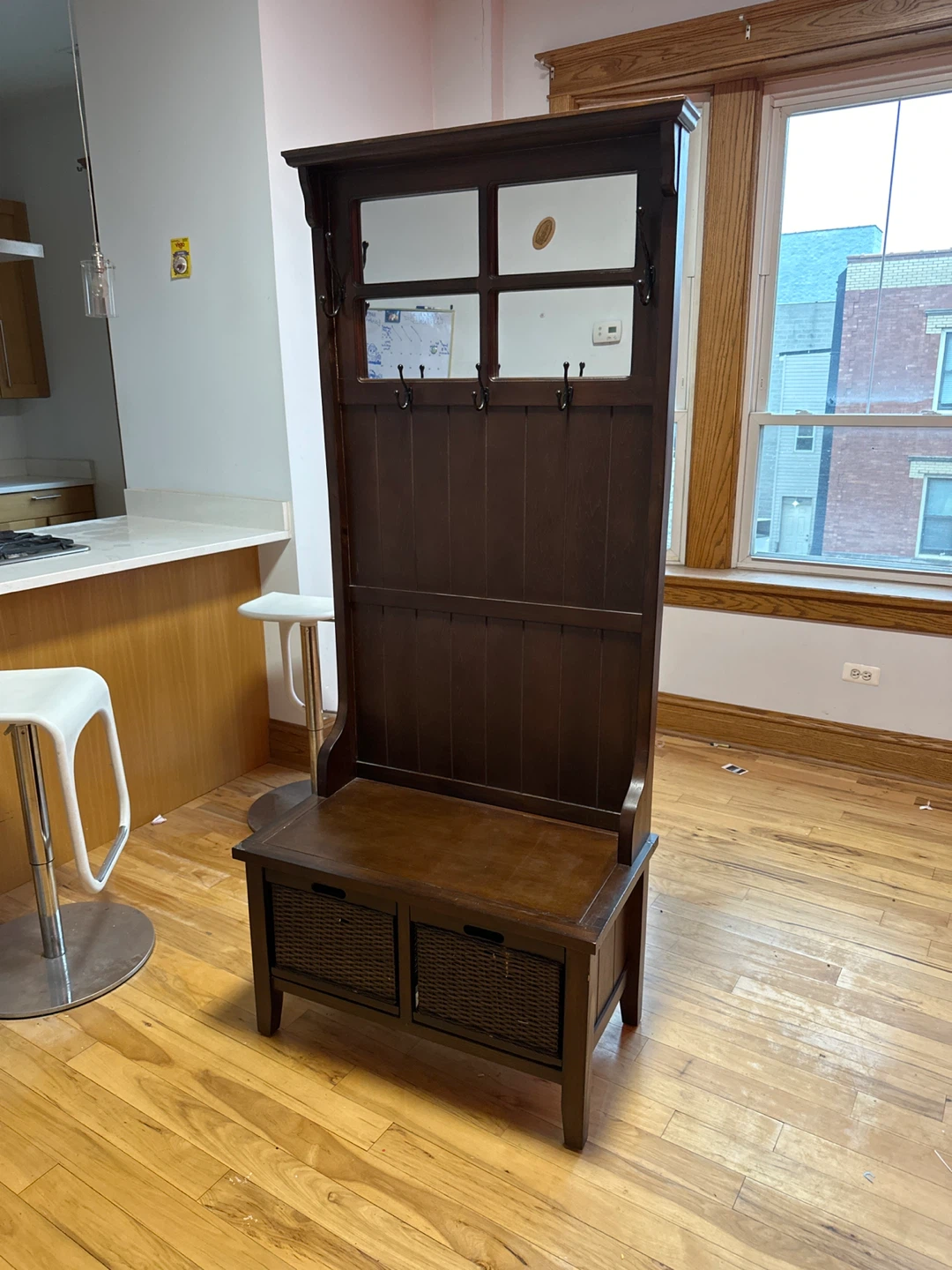 Entryway Hall Tree with Bench and Baskets