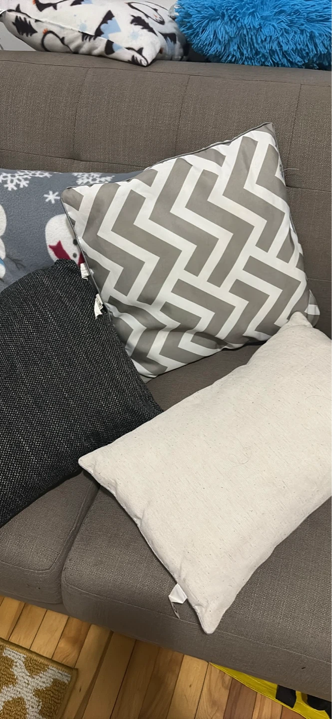 Throw Pillow Covers - Grey Chevron & Cream Linen