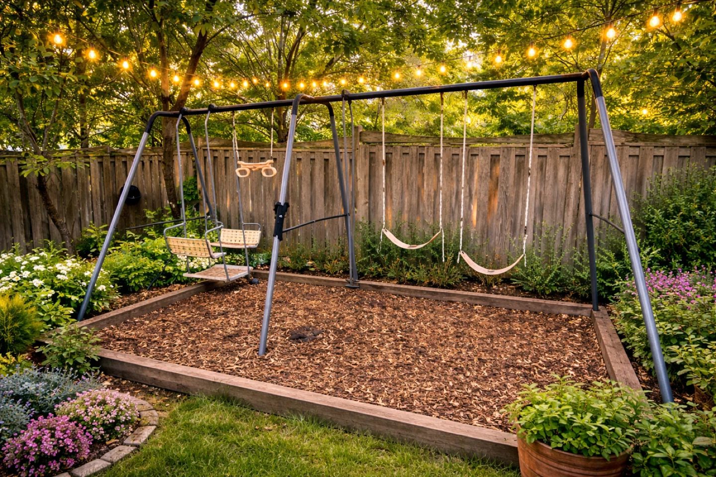 Metal Swing Set with 4 Swings and Baby Seat - photo 3