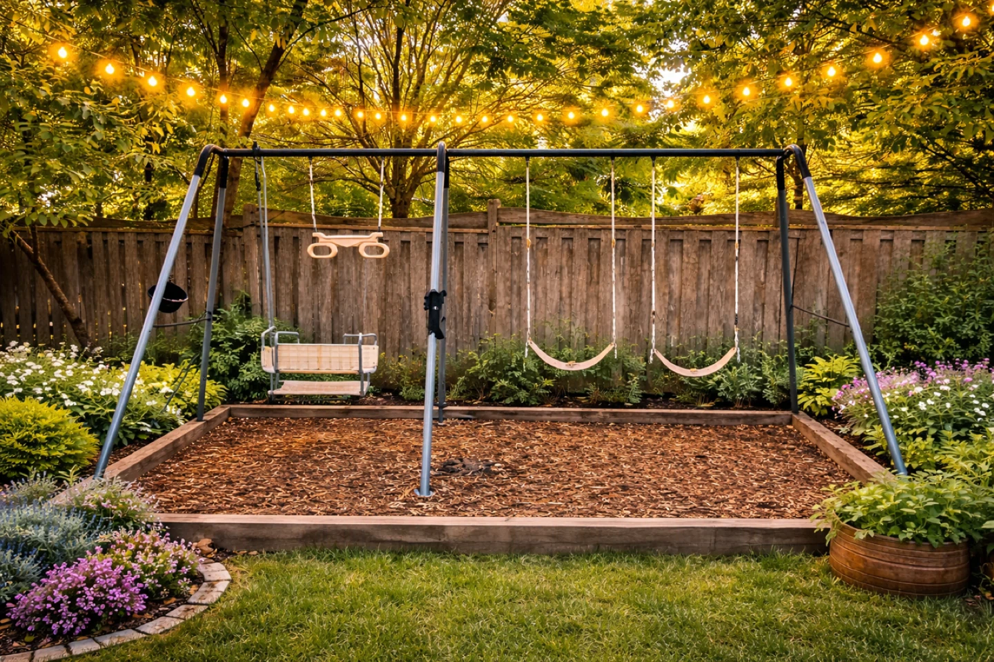 Metal Swing Set with 4 Swings and Baby Seat