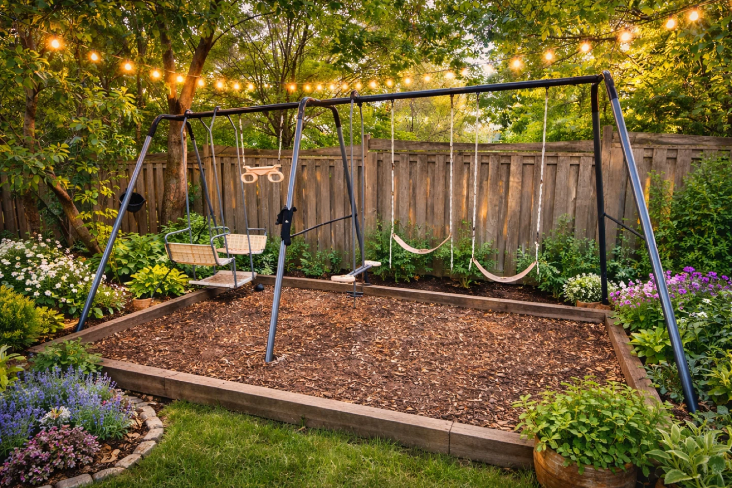 Metal Swing Set with 4 Swings and Baby Seat - photo 4