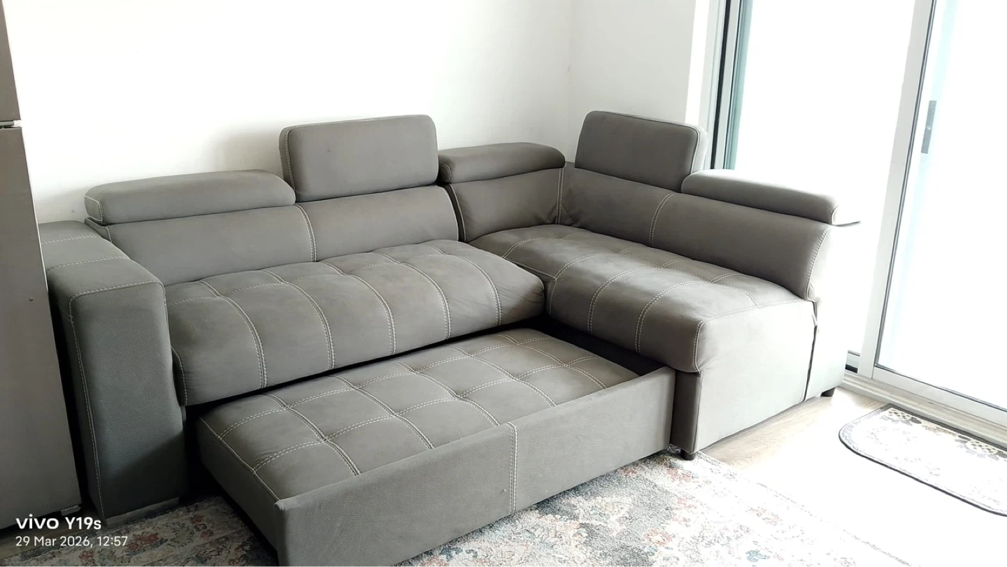 Grey Sectional Sofa with Pull-Out Bed - photo 2